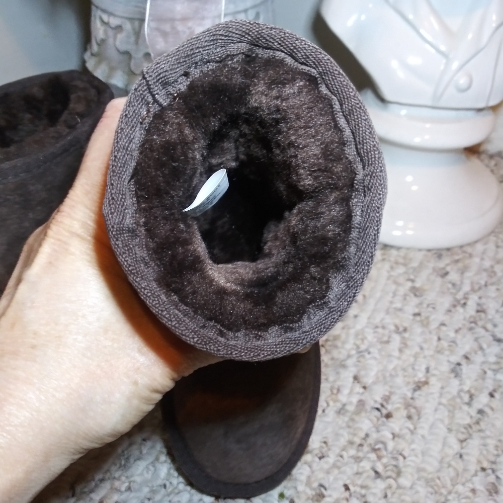 Lamo Chocolate Brown Classic Suede & Faux Fur Boots - Picture 6 of 10